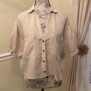 Zara Light Tan Short Sleeve Shirt